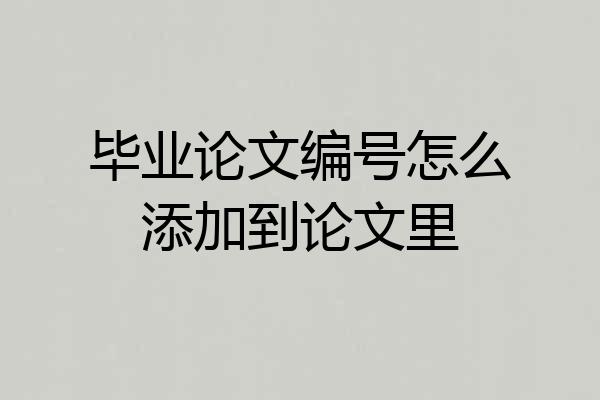 毕业论文编号怎么添加到论文里