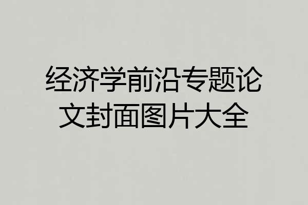 经济学前沿专题论文封面图片大全