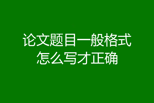 论文题目一般格式怎么写才正确