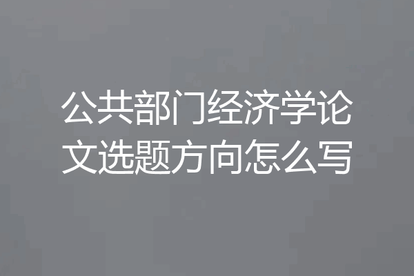 公共部门经济学论文选题方向怎么写