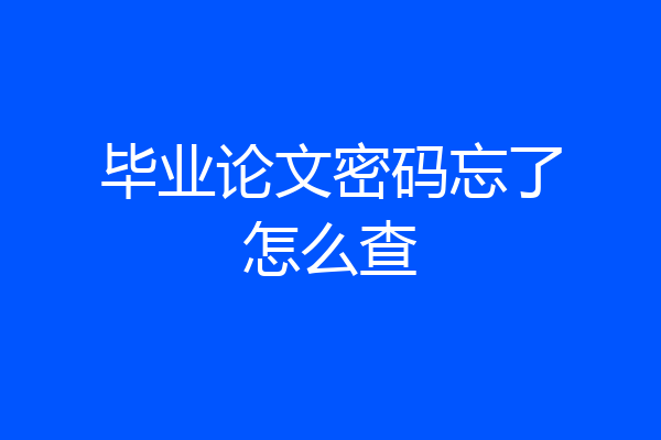 毕业论文密码忘了怎么查