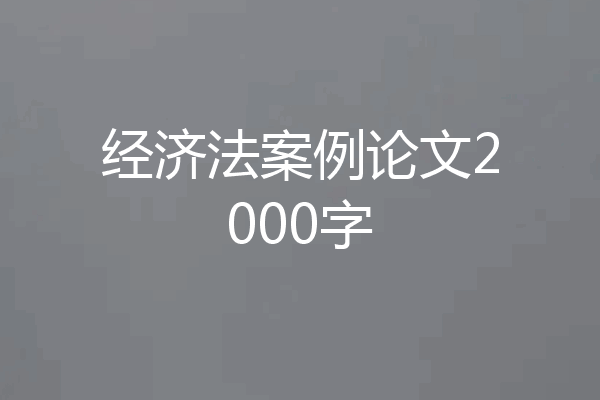 经济法案例论文2000字