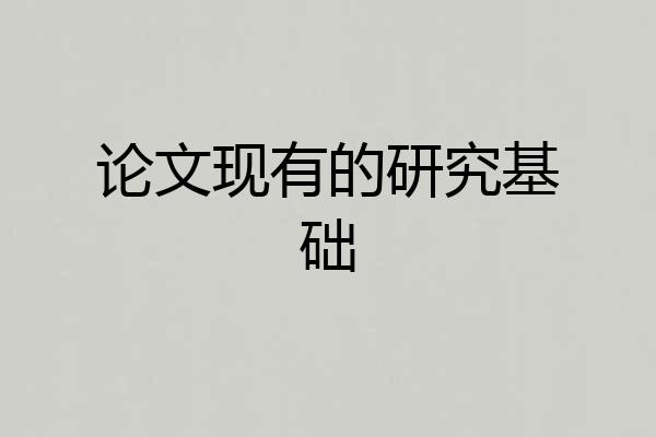 论文现有的研究基础