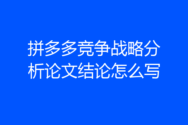 拼多多竞争战略分析论文结论怎么写