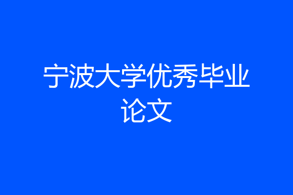 宁波大学优秀毕业论文