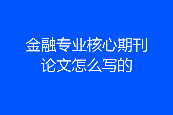 金融专业核心期刊论文怎么写的
