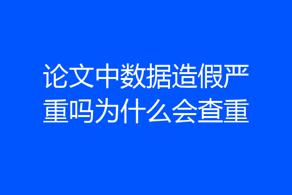 论文中数据造假严重吗为什么会查重