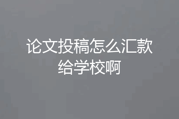 论文投稿怎么汇款给学校啊