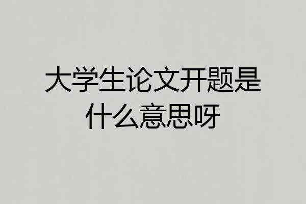 大学生论文开题是什么意思呀