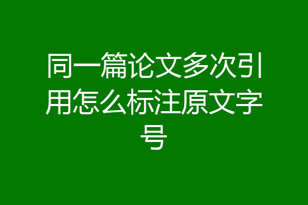 同一篇论文多次引用怎么标注原文字号