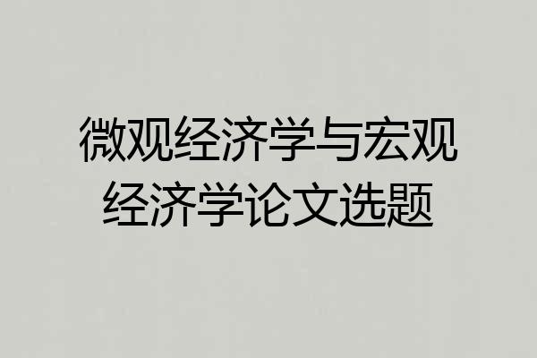 微观经济学与宏观经济学论文选题