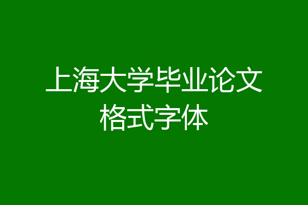 上海大学毕业论文格式字体