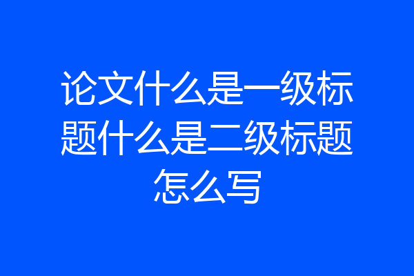 论文什么是一级标题什么是二级标题怎么写