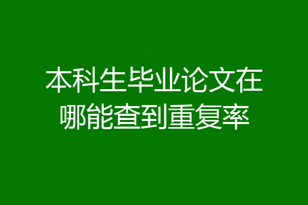 本科生毕业论文在哪能查到重复率