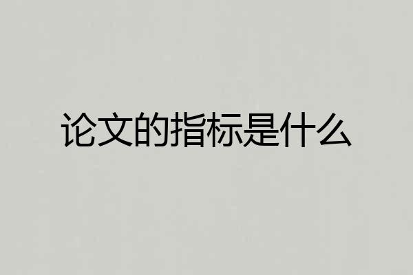 论文的指标是什么