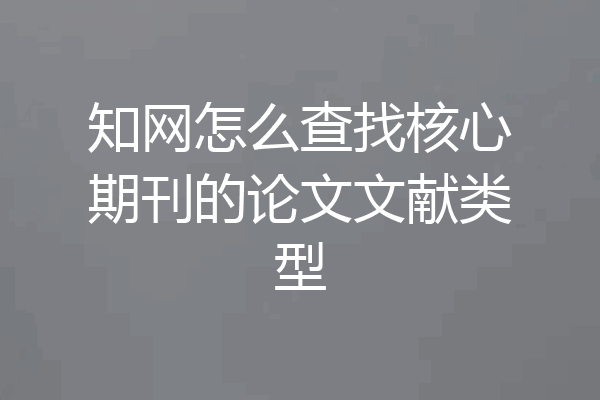 知网怎么查找核心期刊的论文文献类型