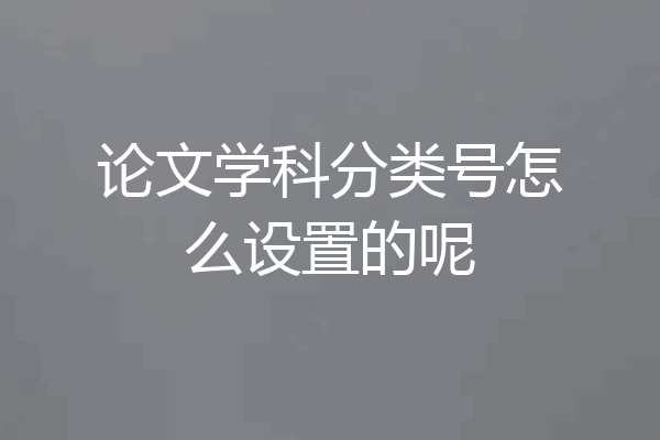 论文学科分类号怎么设置的呢