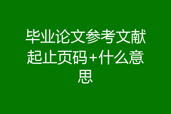 毕业论文参考文献起止页码+什么意思