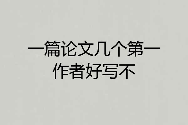 一篇论文几个第一作者好写不
