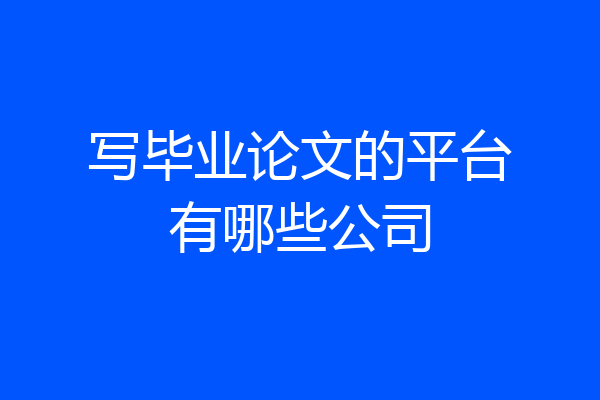写毕业论文的平台有哪些公司