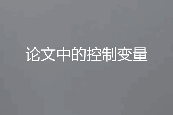 论文中的控制变量