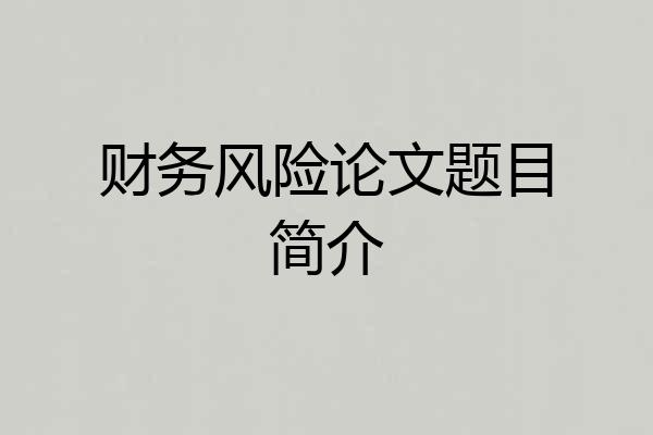 财务风险论文题目简介