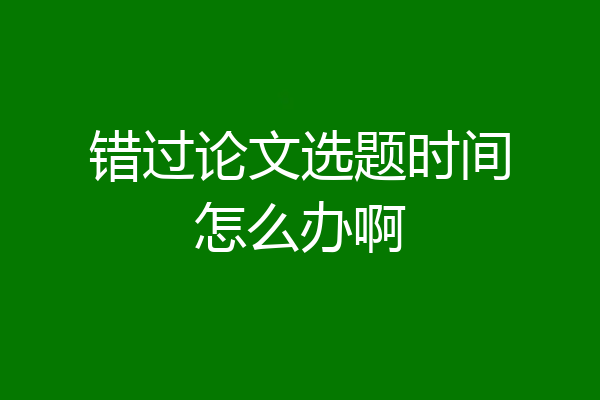 错过论文选题时间怎么办啊