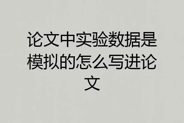 论文中实验数据是模拟的怎么写进论文