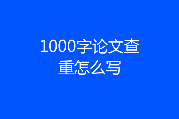 1000字论文查重怎么写