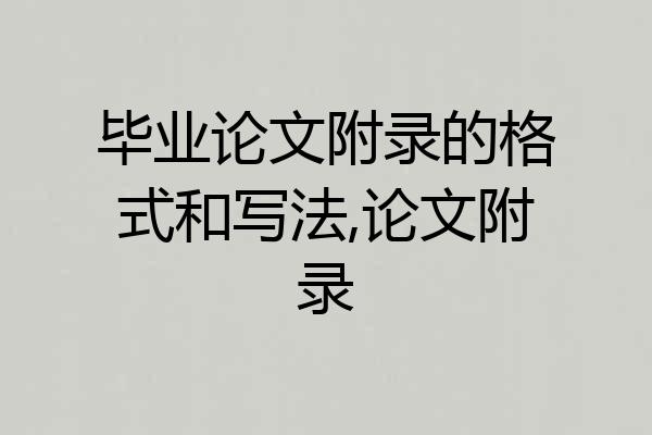 毕业论文附录的格式和写法,论文附录