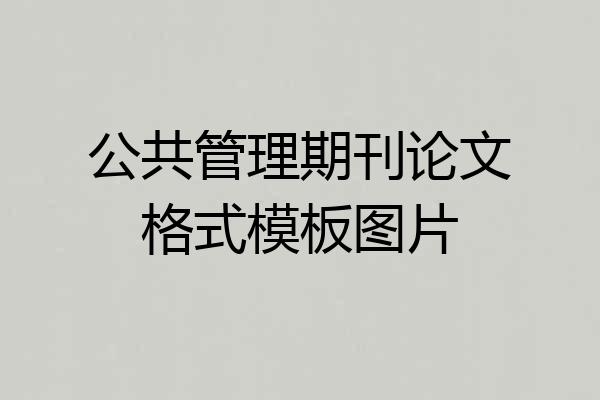 公共管理期刊论文格式模板图片