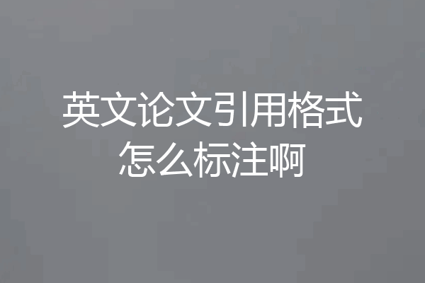 英文论文引用格式怎么标注啊
