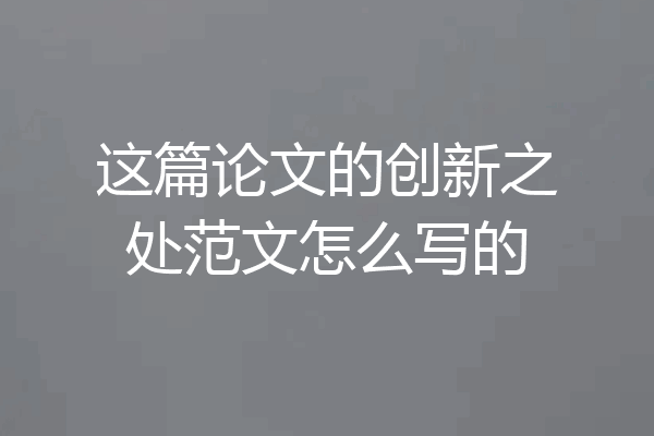这篇论文的创新之处范文怎么写的