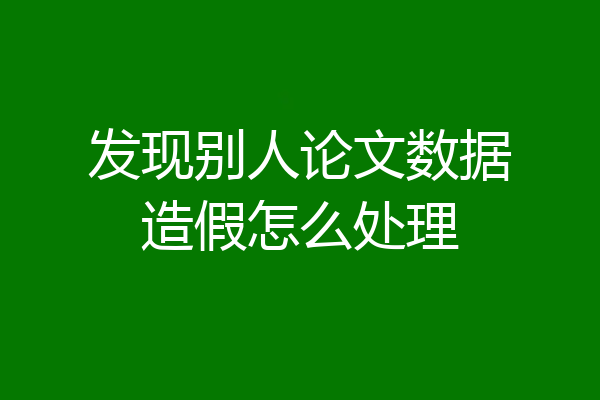 发现别人论文数据造假怎么处理