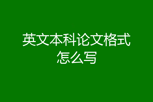 英文本科论文格式怎么写