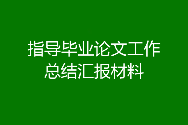 指导毕业论文工作总结汇报材料