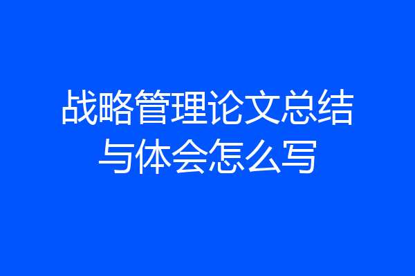 战略管理论文总结与体会怎么写