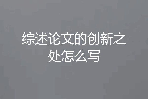 综述论文的创新之处怎么写
