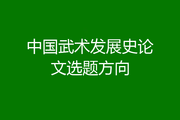 中国武术发展史论文选题方向