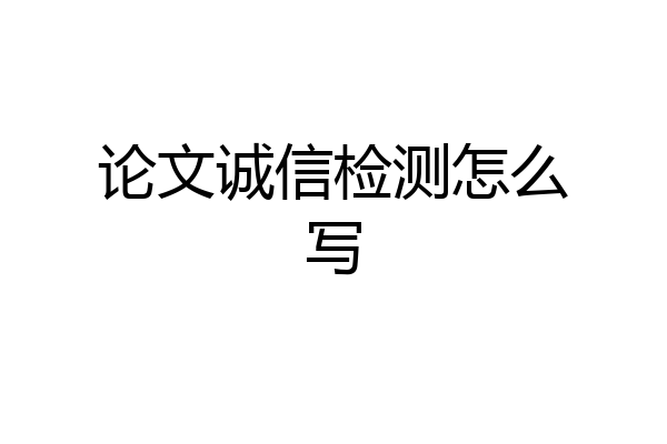 论文诚信检测怎么写
