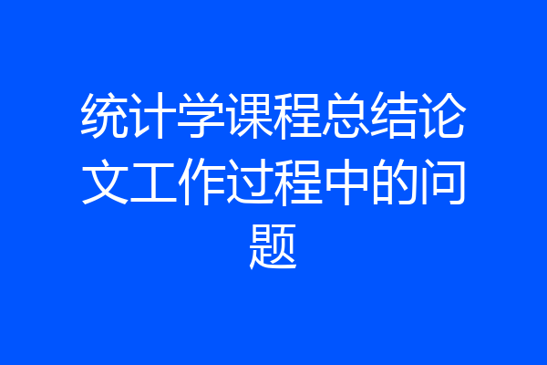 统计学课程总结论文工作过程中的问题