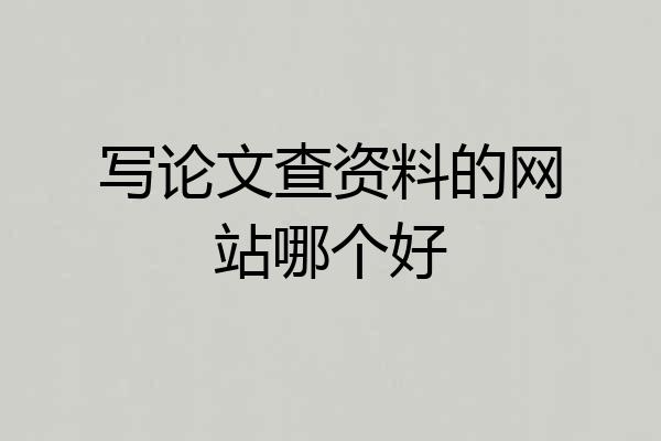 写论文查资料的网站哪个好