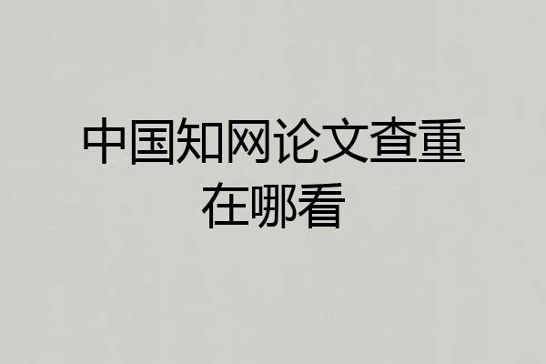 中国知网论文查重在哪看