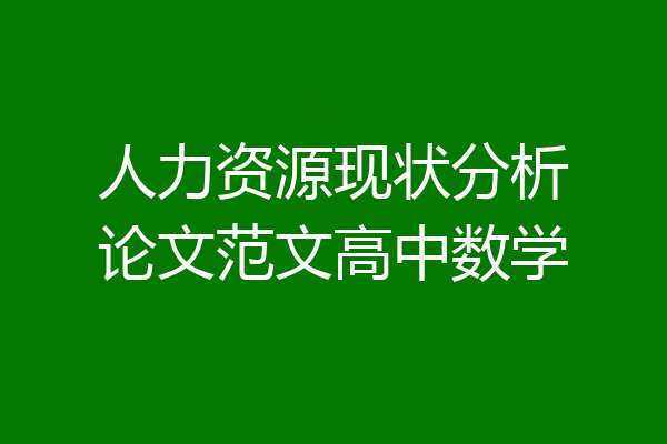 人力资源现状分析论文范文高中数学