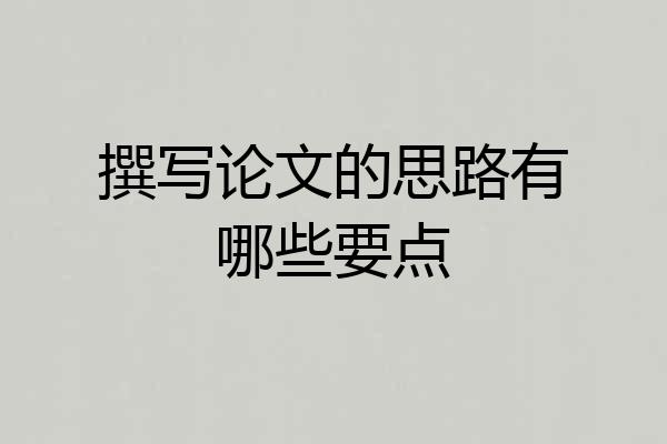 撰写论文的思路有哪些要点