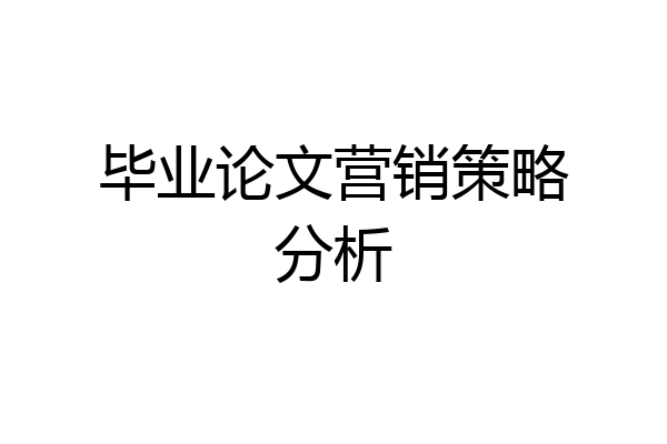 毕业论文营销策略分析