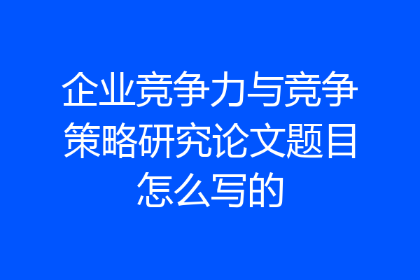企业竞争力与竞争策略研究论文题目怎么写的
