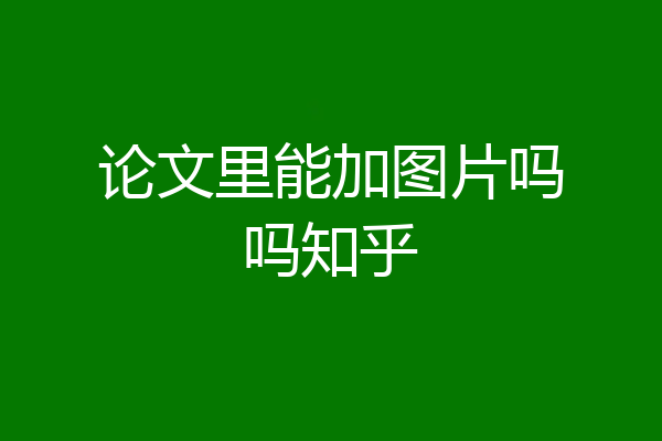 论文里能加图片吗吗知乎