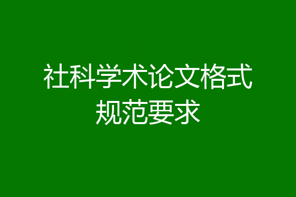 社科学术论文格式规范要求