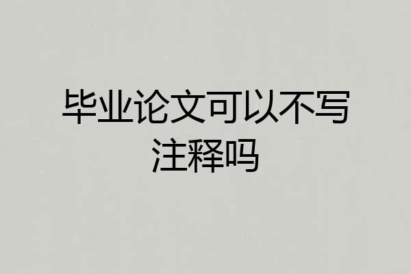 毕业论文可以不写注释吗